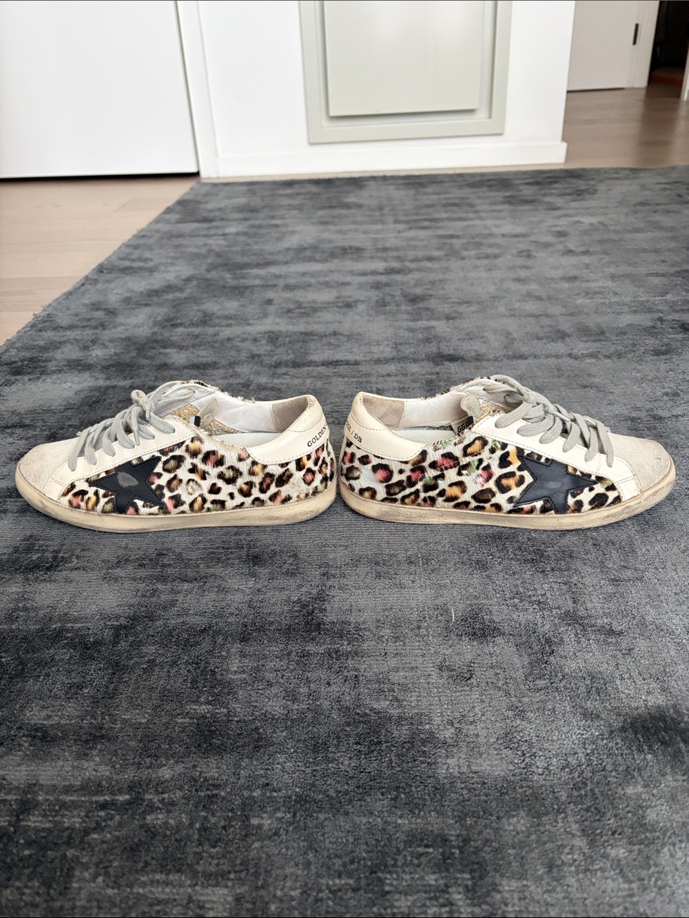 Golden Goose Leopard Print Superstar Sneakers with Black Star